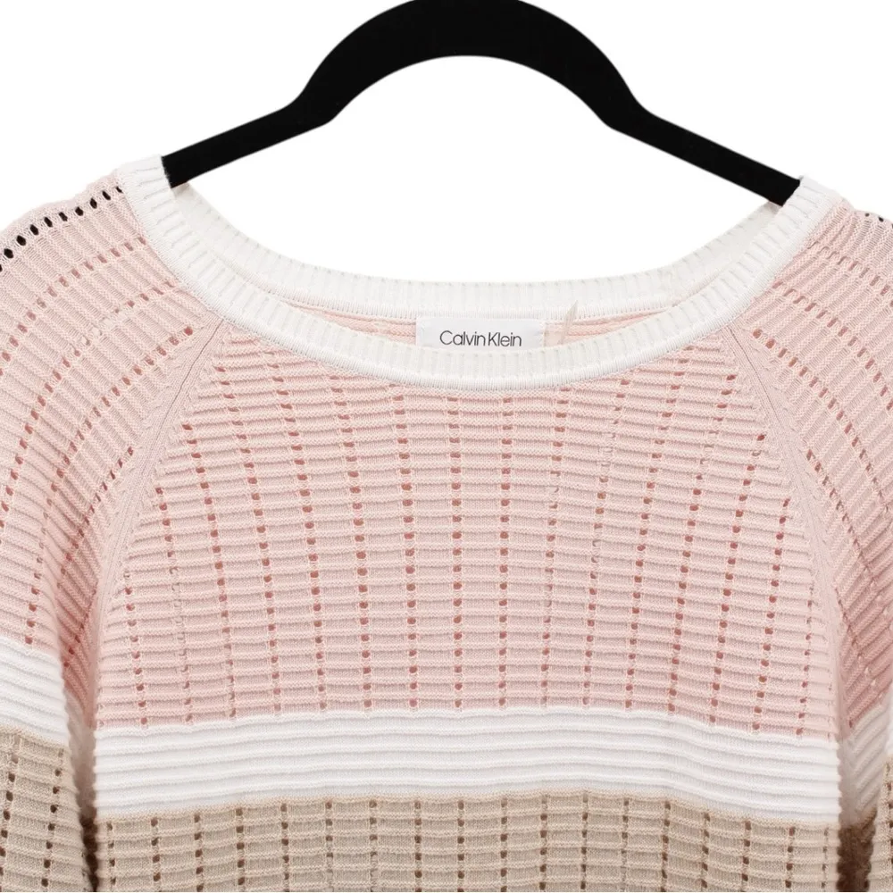 Calvin Klein Colorblock Knit Long Sleeve Career Casual Comfort Chic Size M‎ - Image 3