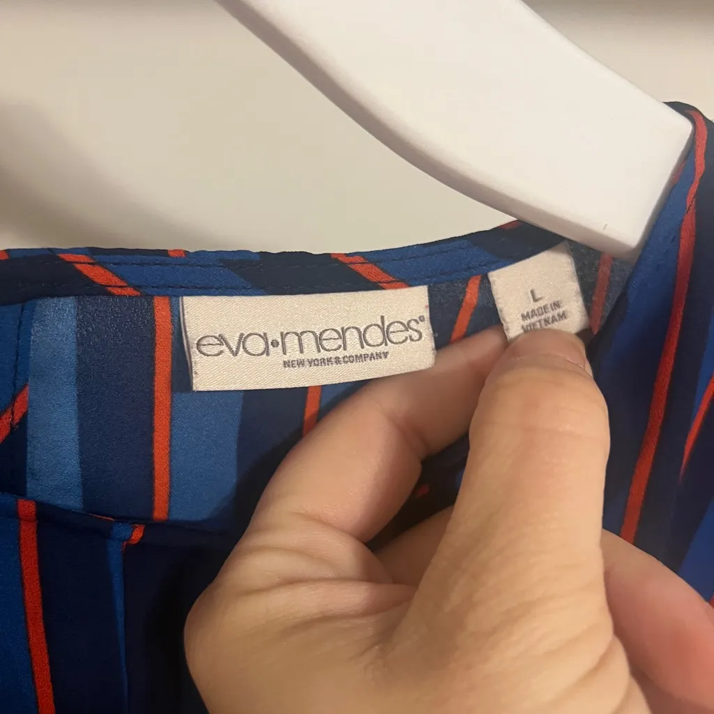Eva Mendes Blue and Red Striped Top Size L - Image 2
