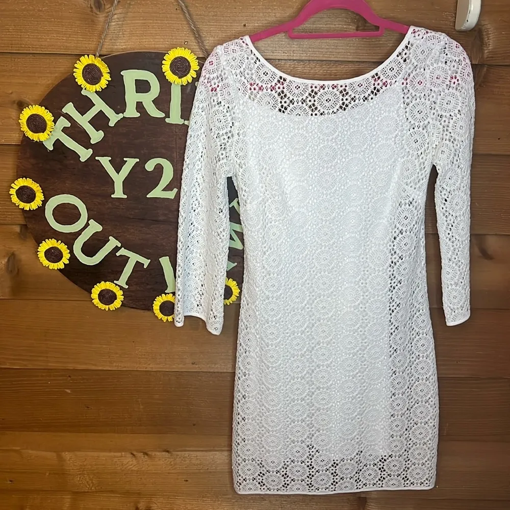 Lilly Pulitzer Topanga Crochet Knit Midi Dress White Beach Lace Bridal Resort - Image 4