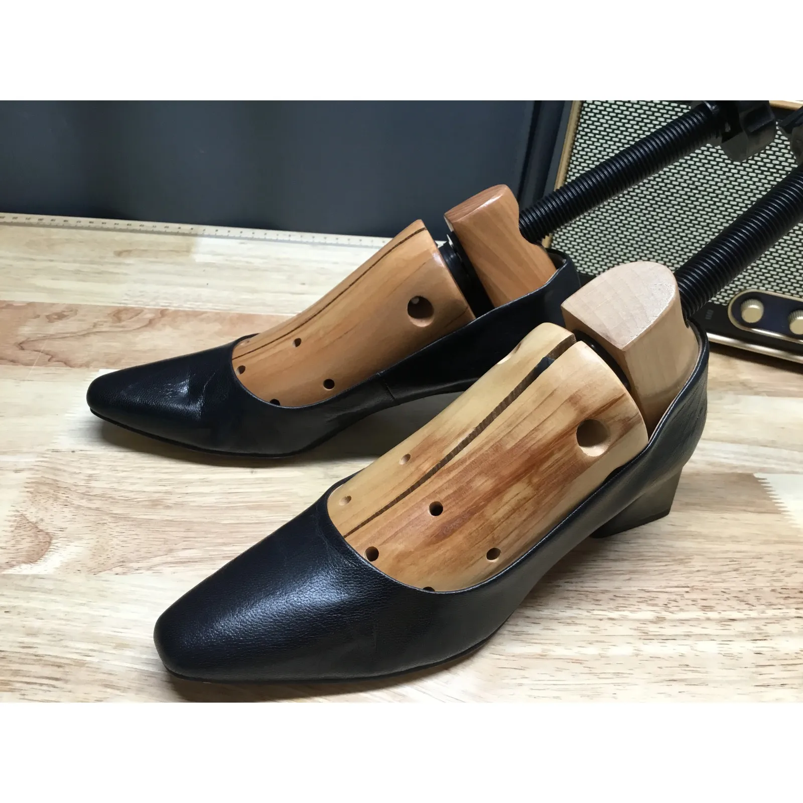 Franco Sarto Pumps Women's 6.5M Black Leather Slip-On Almond Toe Dress Heels - Image 4