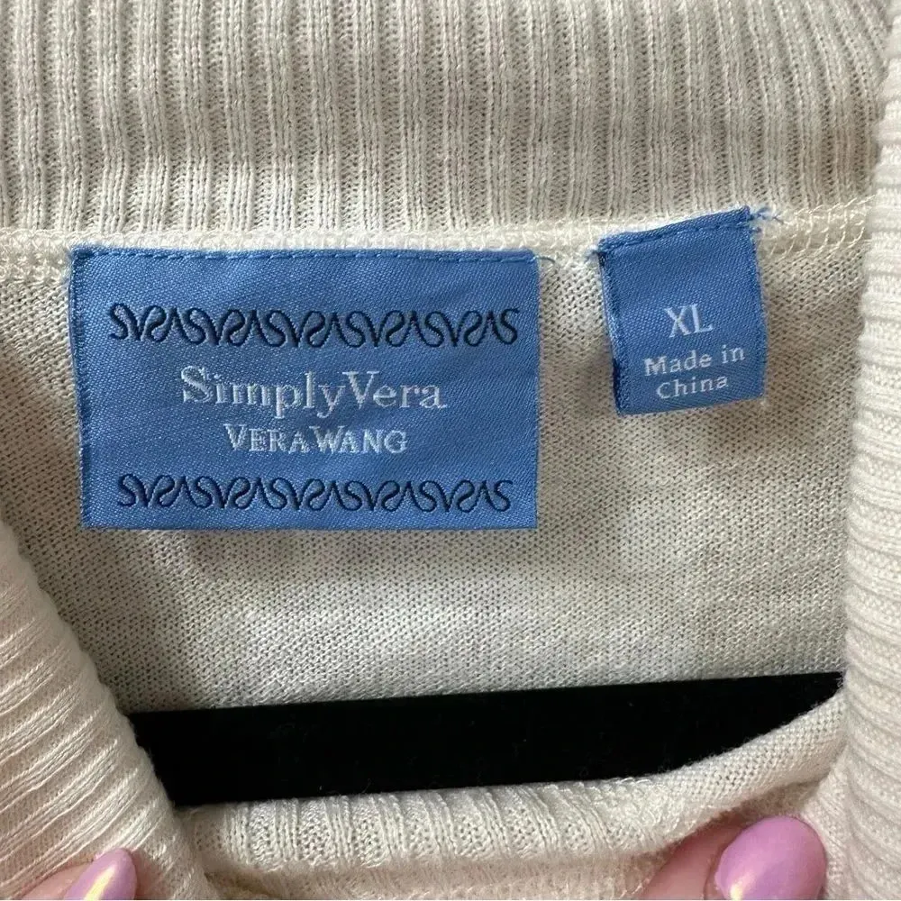 Simply Vera by Vera Wang Cream Sweater Mock Neck Sweater Size XL - Image 6