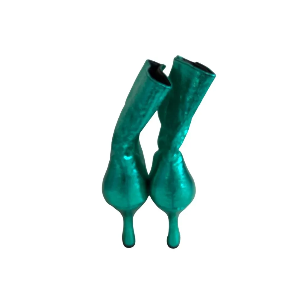 METALLIC Green Slouchy Square Toe Holiday Boots Size 42 / US 11 - Image 9