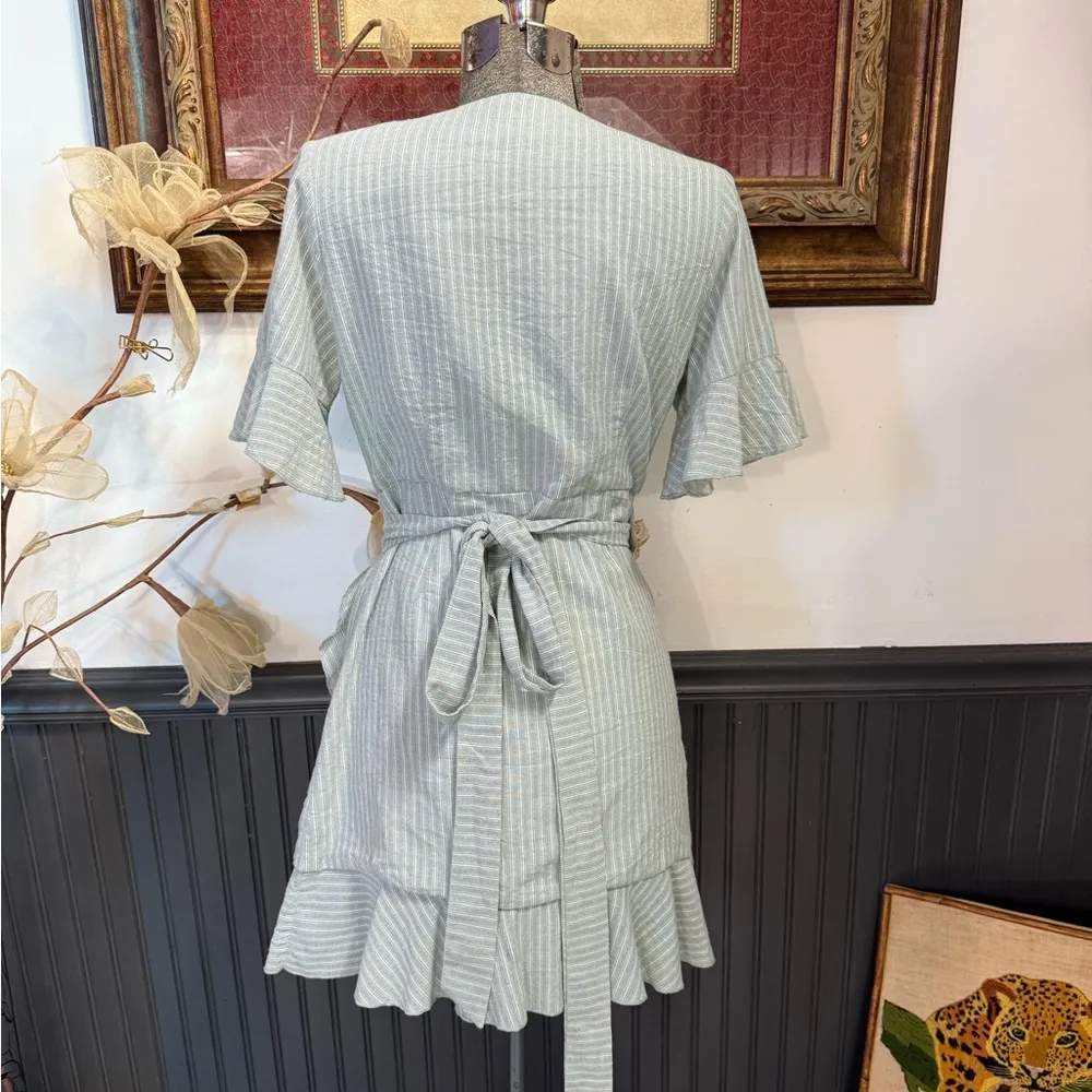 Adeline 100% Cotton Striped Wrap Dress ~ Size Medium 💚🍄 - Image 3