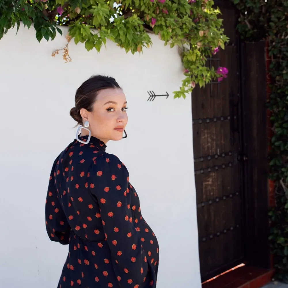 Hatch Black and Red Black Maternity Turtleneck Mock neck Maxi Dress size XS - Image 2