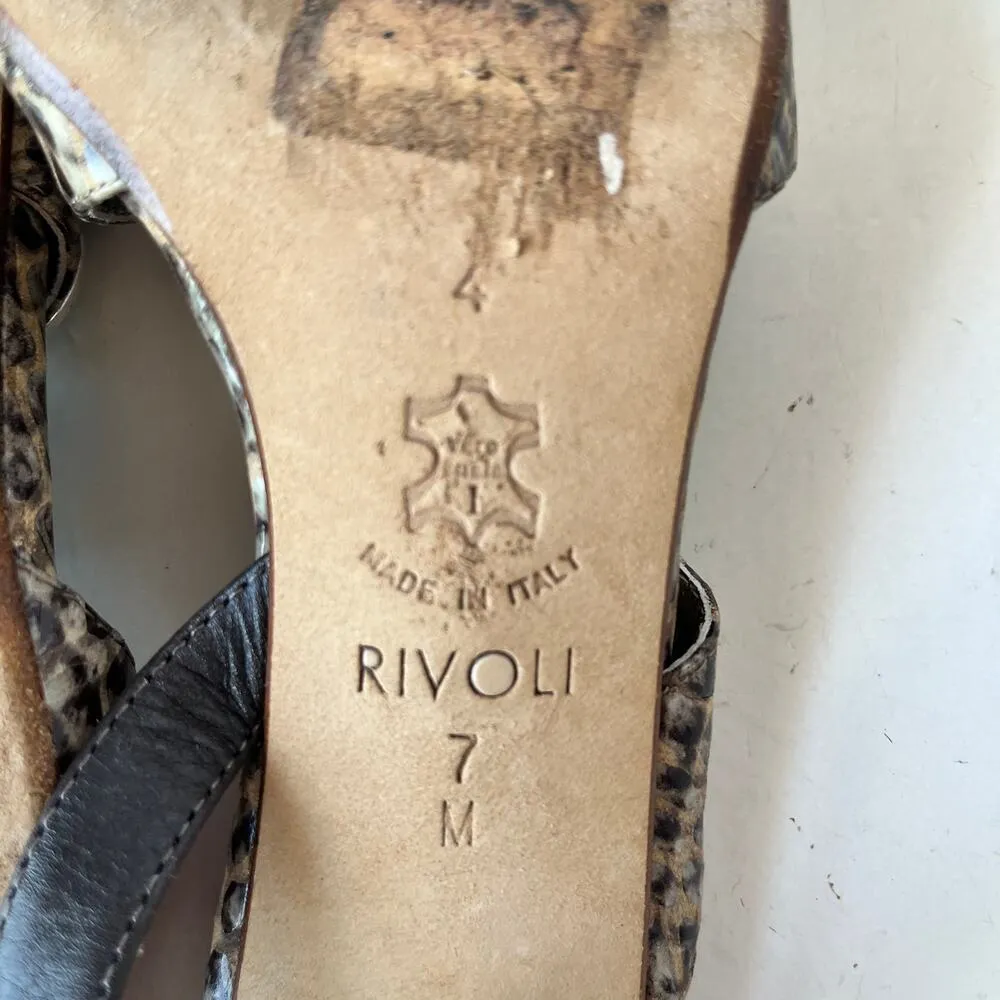 Brighton Rivoli Slingback Womens Sandals Size 7M Tan Strappy Snake Leather S - Image 10