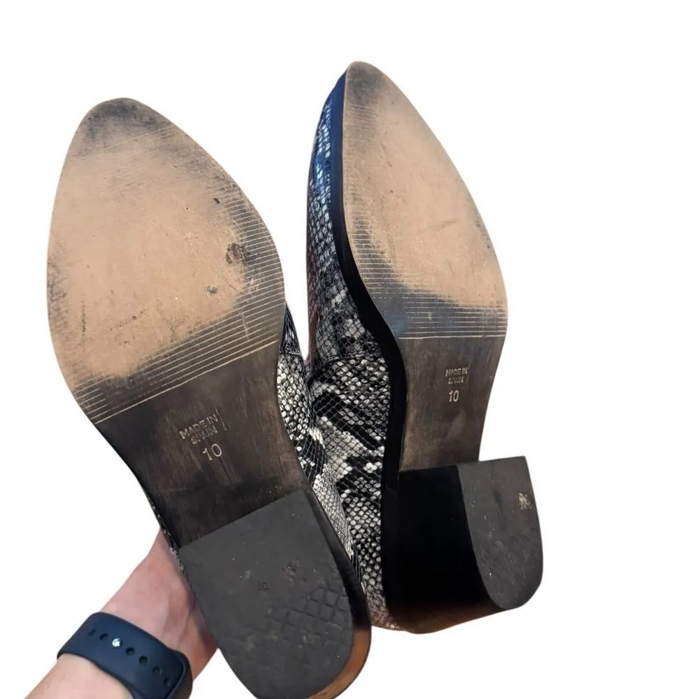 Intentionally Blank Black White Snakeskin Ankle Booties 10 - Image 7