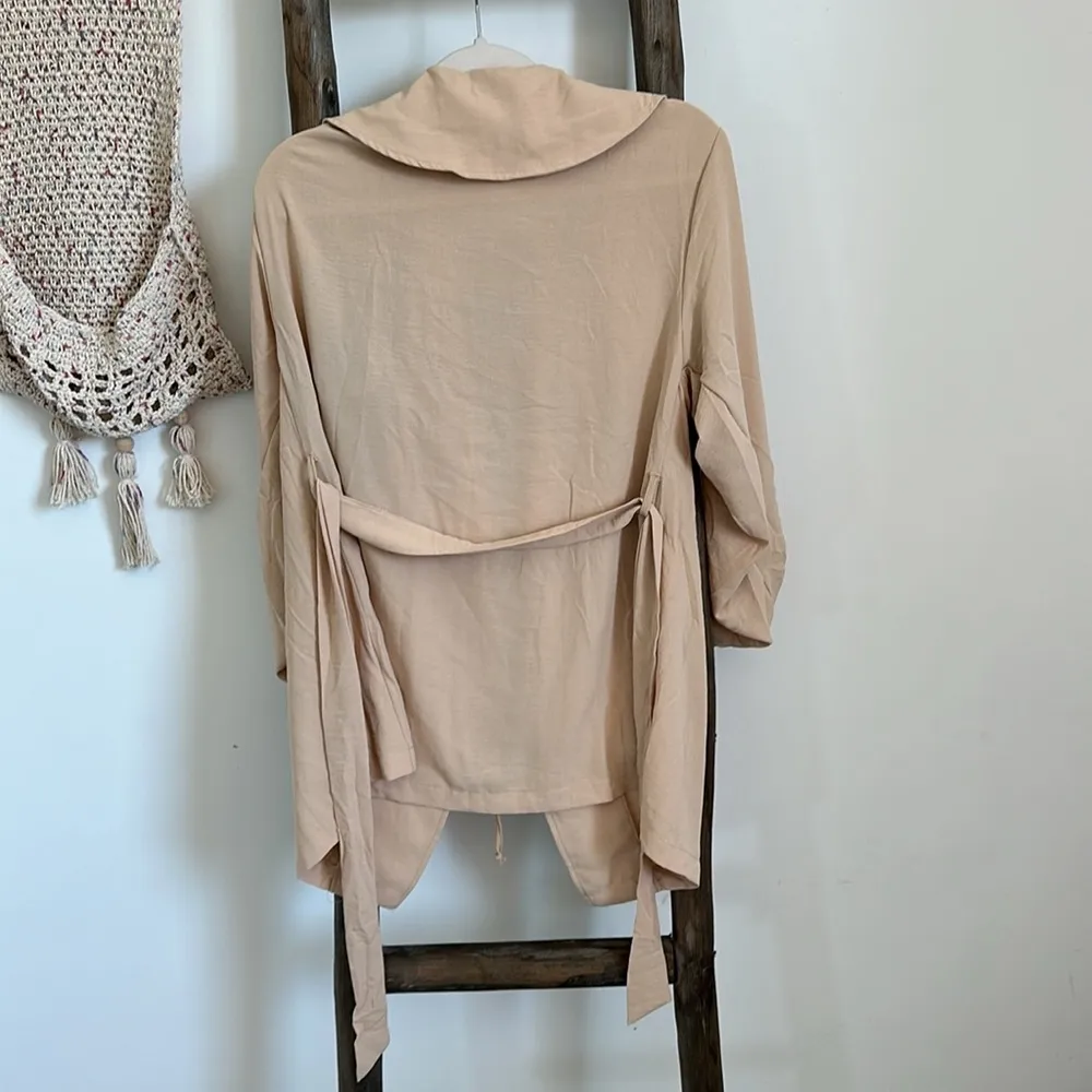 Tie-Waist Trench Coat Beige Brown Light / Size M - Image 7