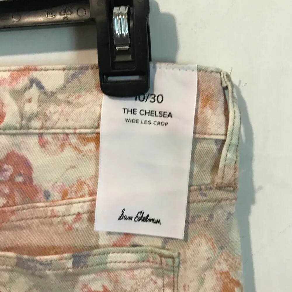 Sam Edelman women's size 10 water color tie dye wide leg stretchy CHELSEA jeans - Image 6