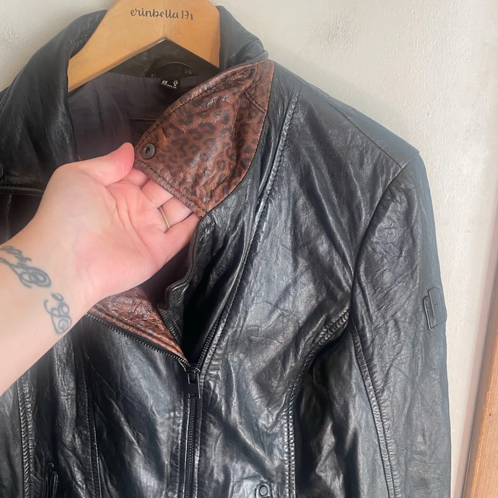 MAURITIUS Lany Leather Moto Jacket Black Size M - Image 6
