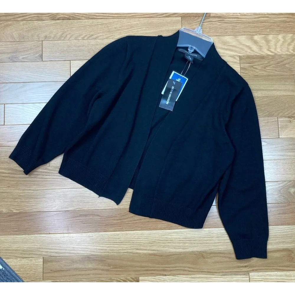New 89th & Madison Open Cardigan Sweater Womens Sm Black Short Bolero Shrug $54 - Image 2