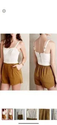 Mermaid White and Tan Lace Romper - Image 2