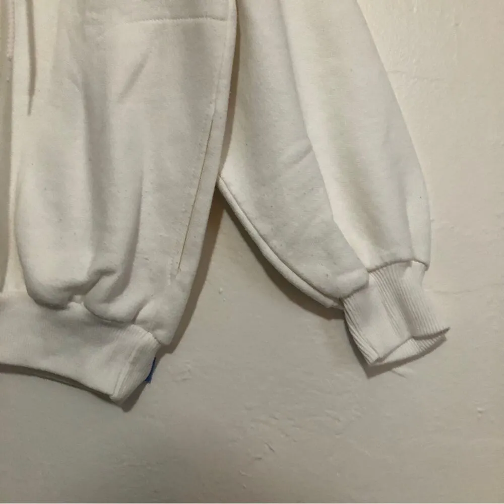 Vintage 90's Cityscape Floral Mock Neck Pullover Zip Up Sweatshirt Sweater White Size M - Image 4