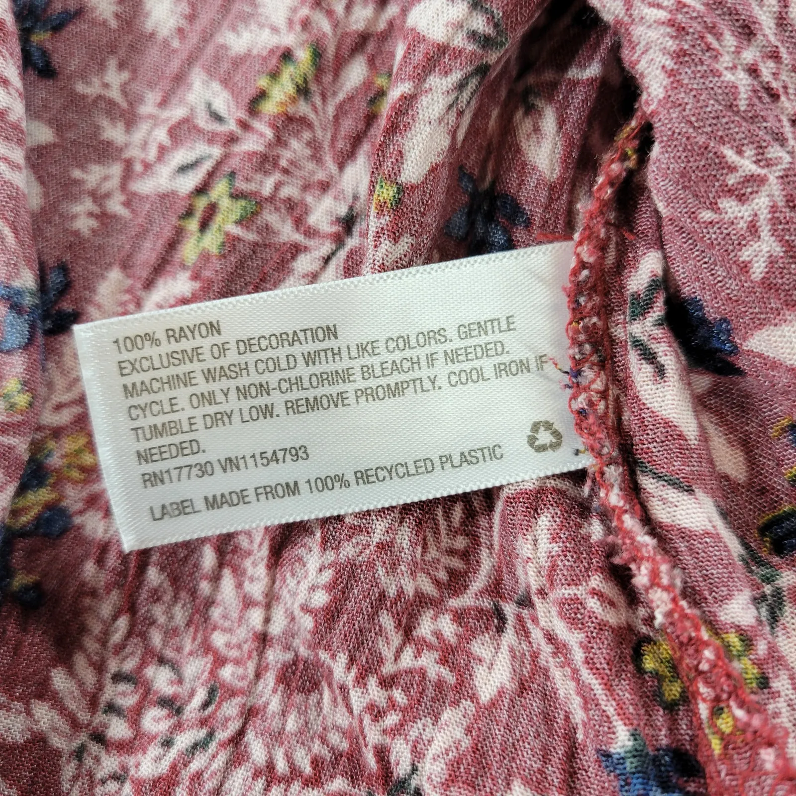 Knox Rose Top Womens L Maroon Red Floral Peasant Flowy Tassels Boho Hippie - Image 4