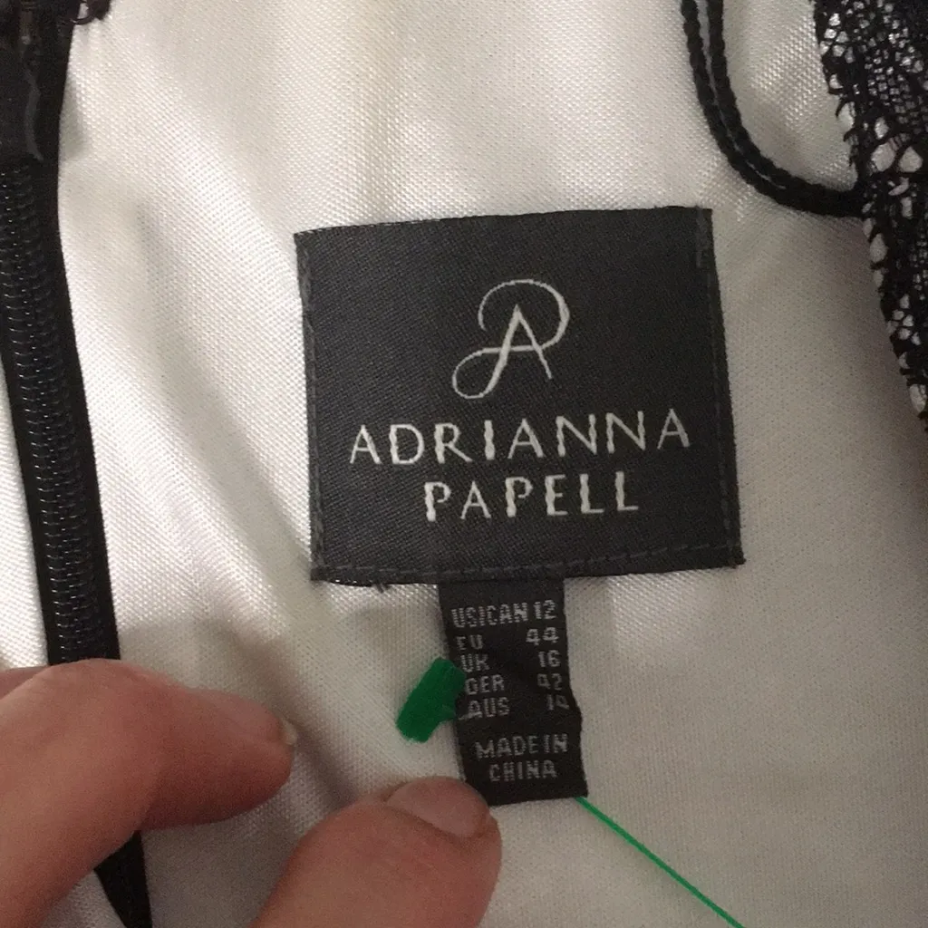 New Women’s Beautiful Adrianna Papell Lacey Dress Black Ivory Size 12 - Image 7