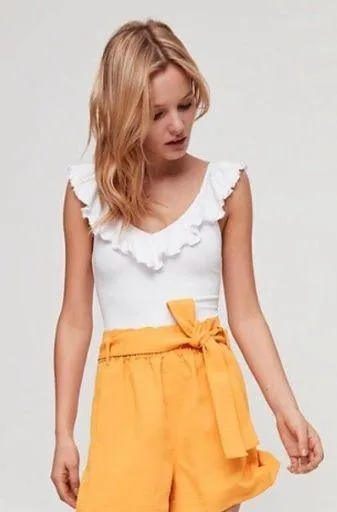 Aritzia White Ruffle Bodysuit - Image 3