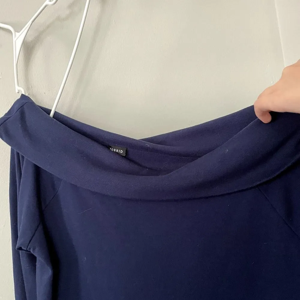 Torrid off the shoulder classic long sleeved sweater casual comfortable fleece - Image 5