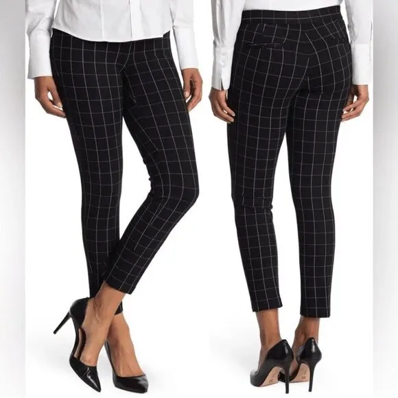 Amanda + Chelsea Alex Modern Fit Ankle Pants NEW Plaid Size 6 Black - Image 2