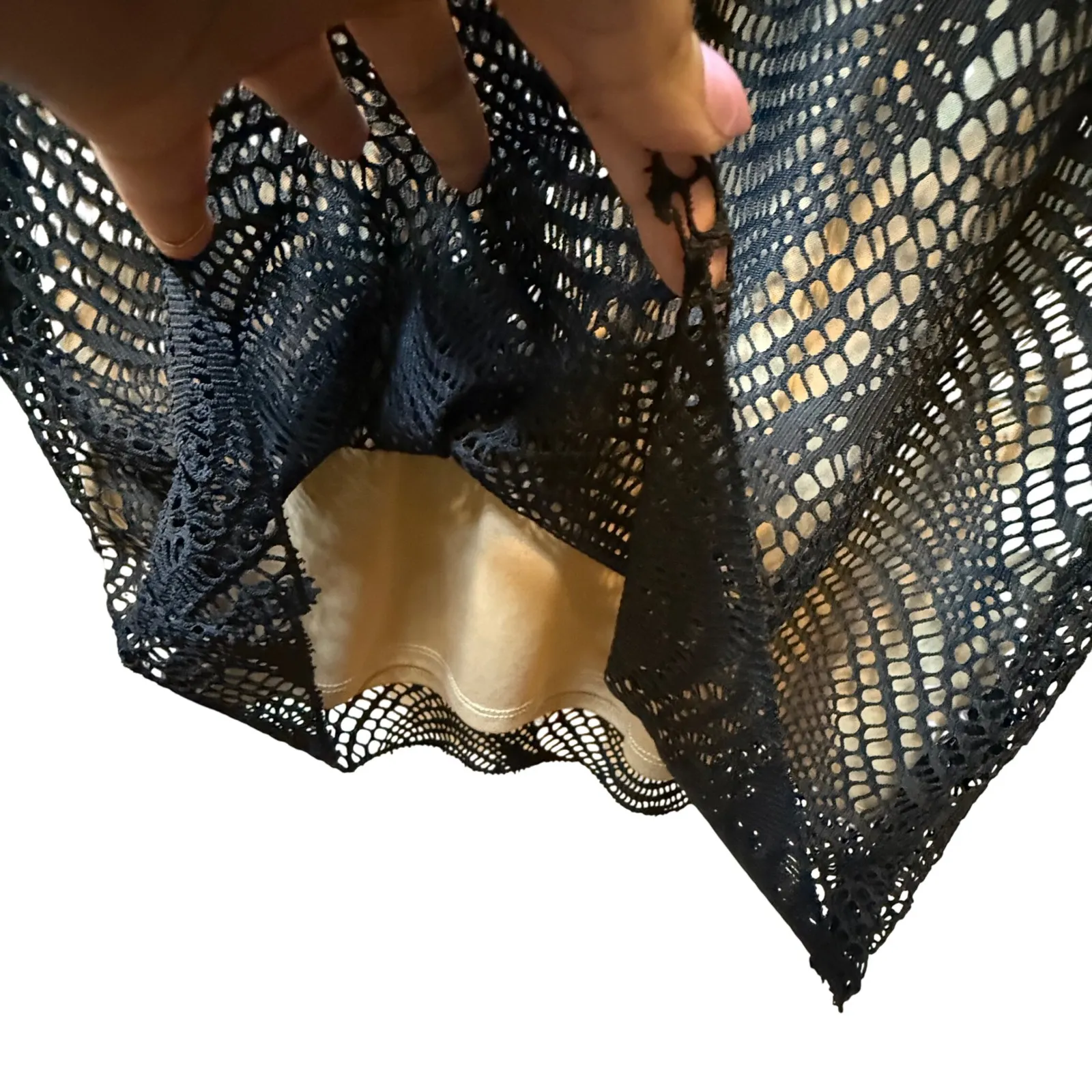 Emma & Michele Black Crochet V Neck Sheath Dress Short Sleeve Party Trendy XL - Image 4