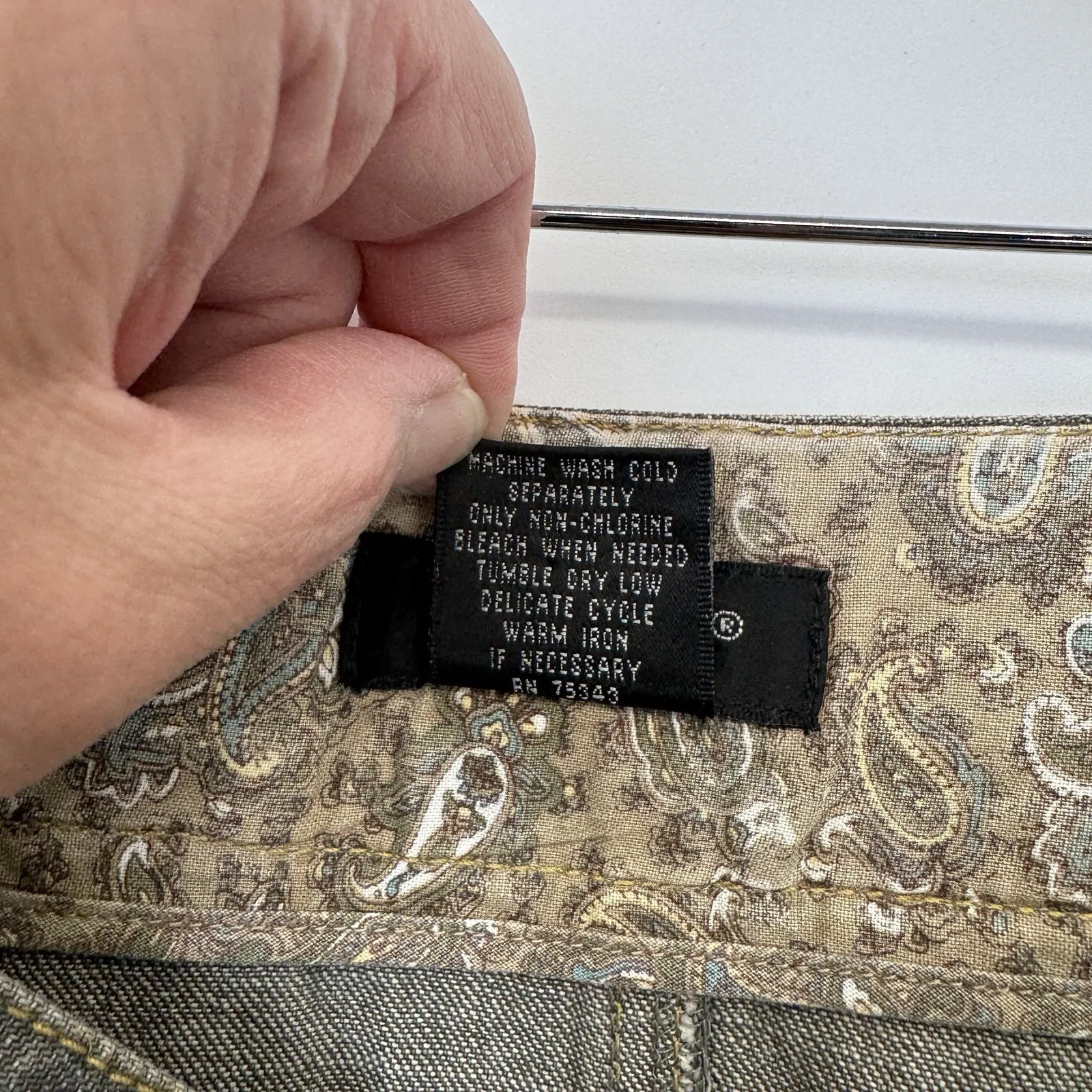 Vintage Y2K Willi Smith Skirt Womens 8 Blue Jean Pink Embroidered Hippie Boho - Image 9