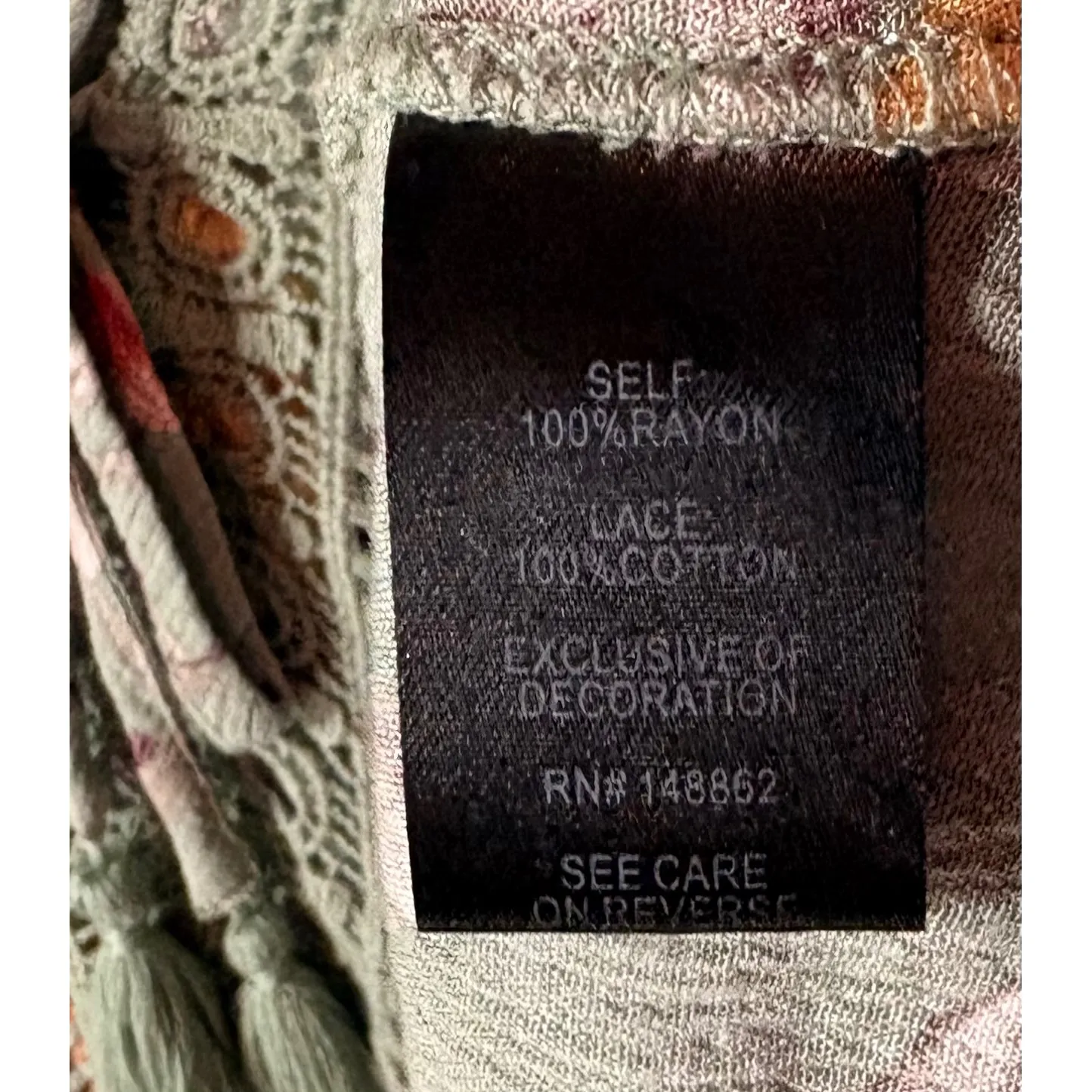 TORRID 1 Floral Print  V Neck Babydoll Gauze Crochet Trim Lace-Up Top 1x 14 16 - Image 5