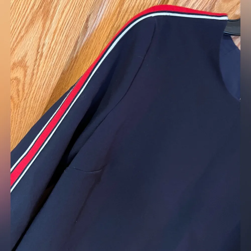 Banana Republic Women’s Navy Blue Crewneck Dress w/ Racing Stripes Size 4 Petite - Image 4