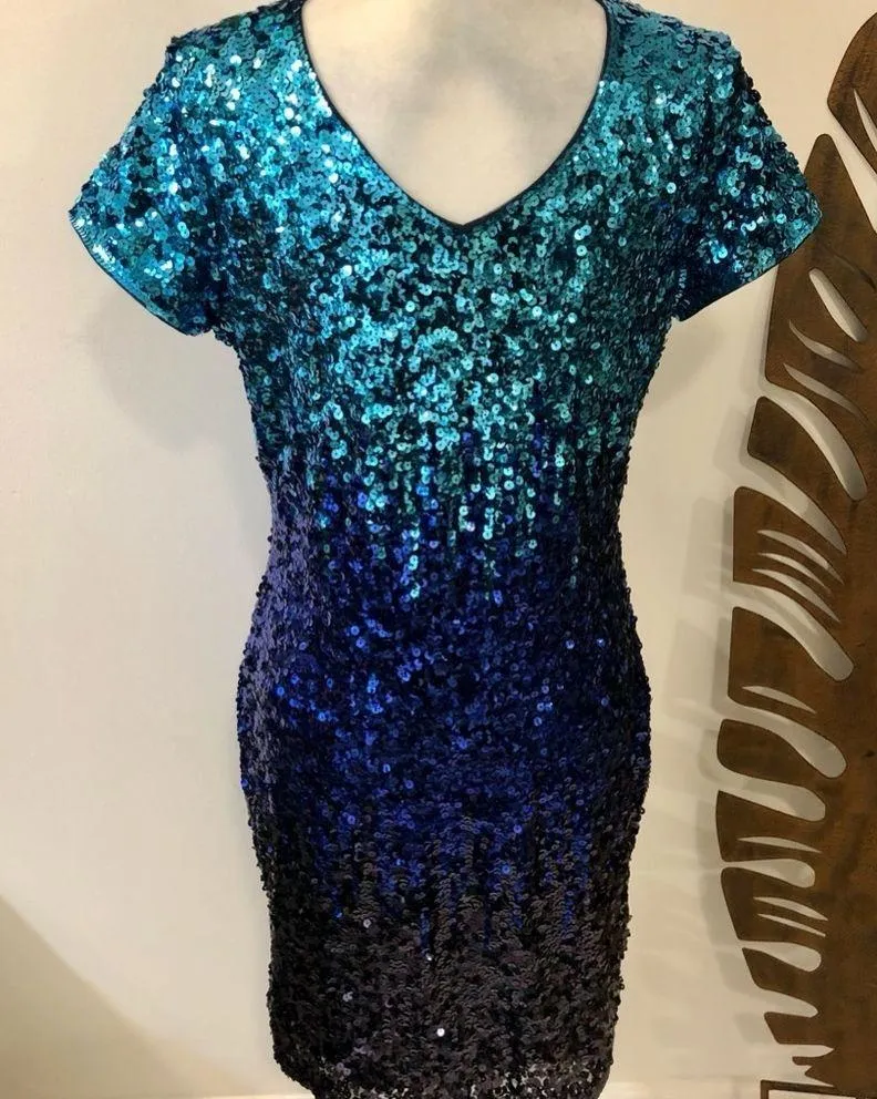NWT Maner Sequin Short Sleeve V Neck Mini Dress Sz Lg - Image 8