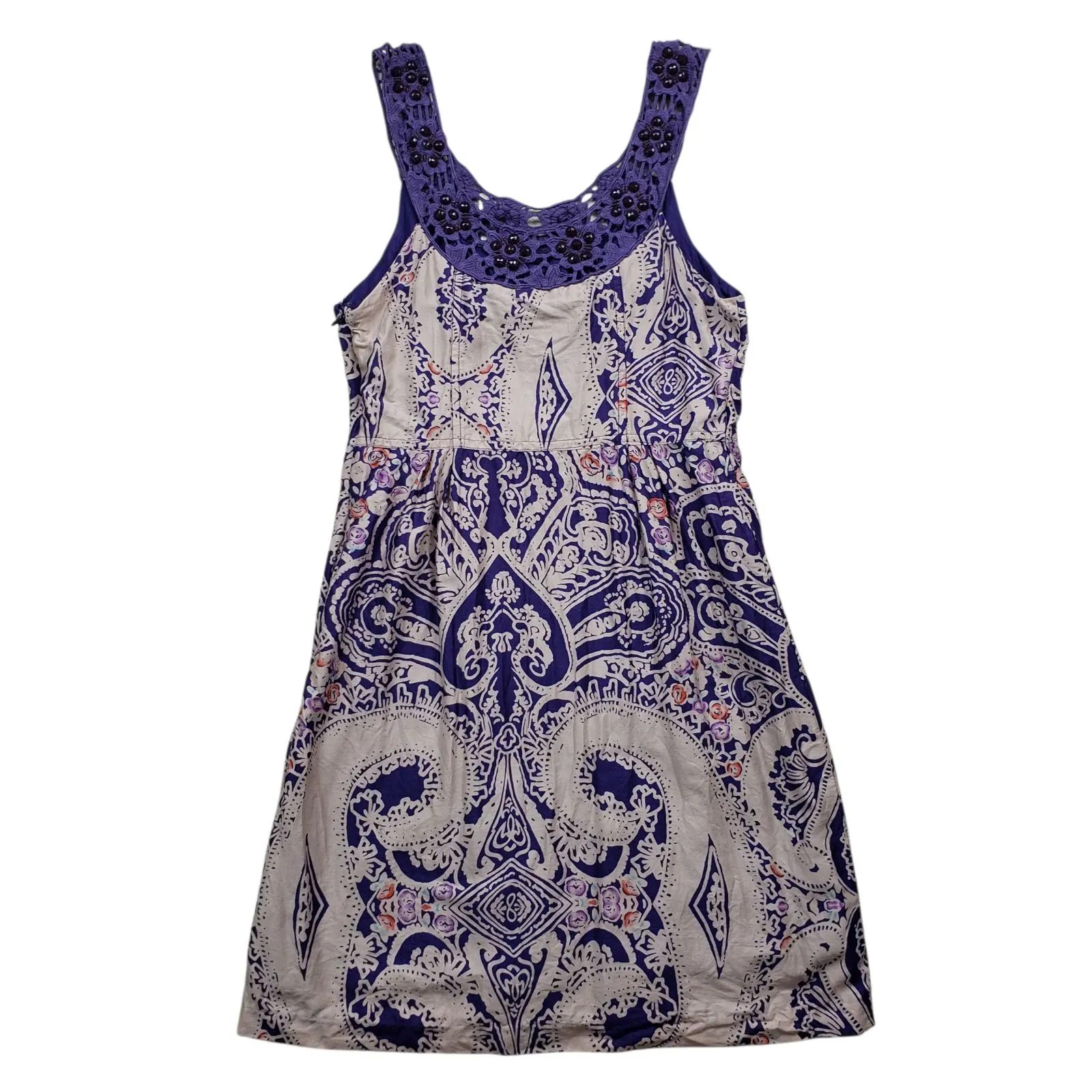 Free People Folklore Paisley Dress Womens Size 4 Jewel Trim Boho - Image 2