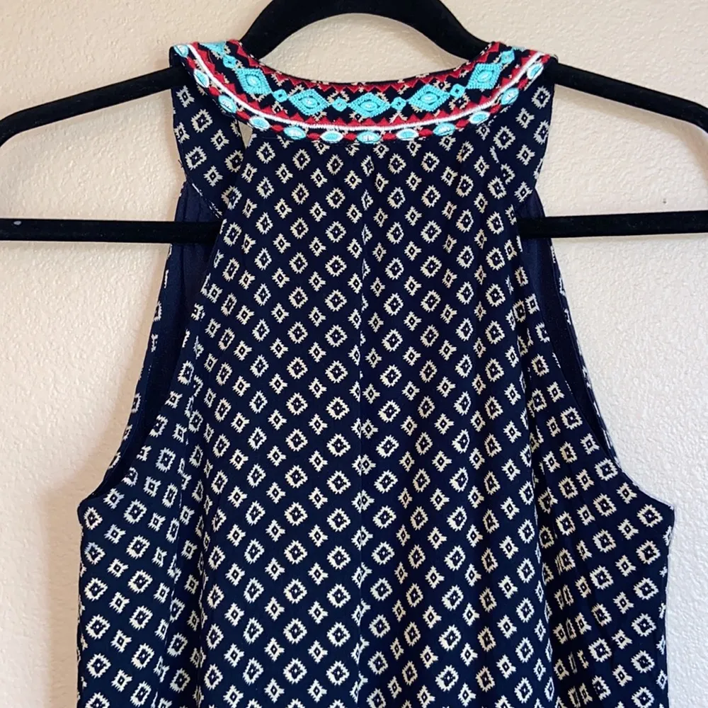 THML Size Small Sleeveless Embroidered High-Neck Knee Length Boho Shift Dress - Image 7