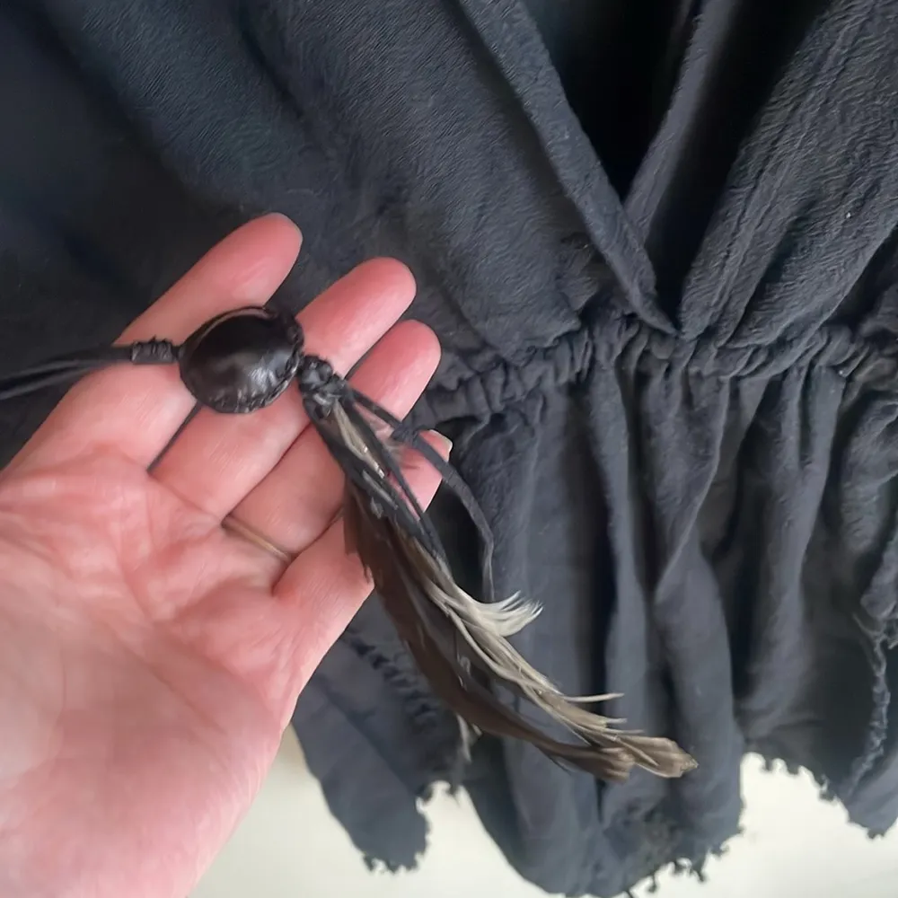 Caravana Izamal Fringed Cotton Gauze Playsuit Black Size undefined - Image 8