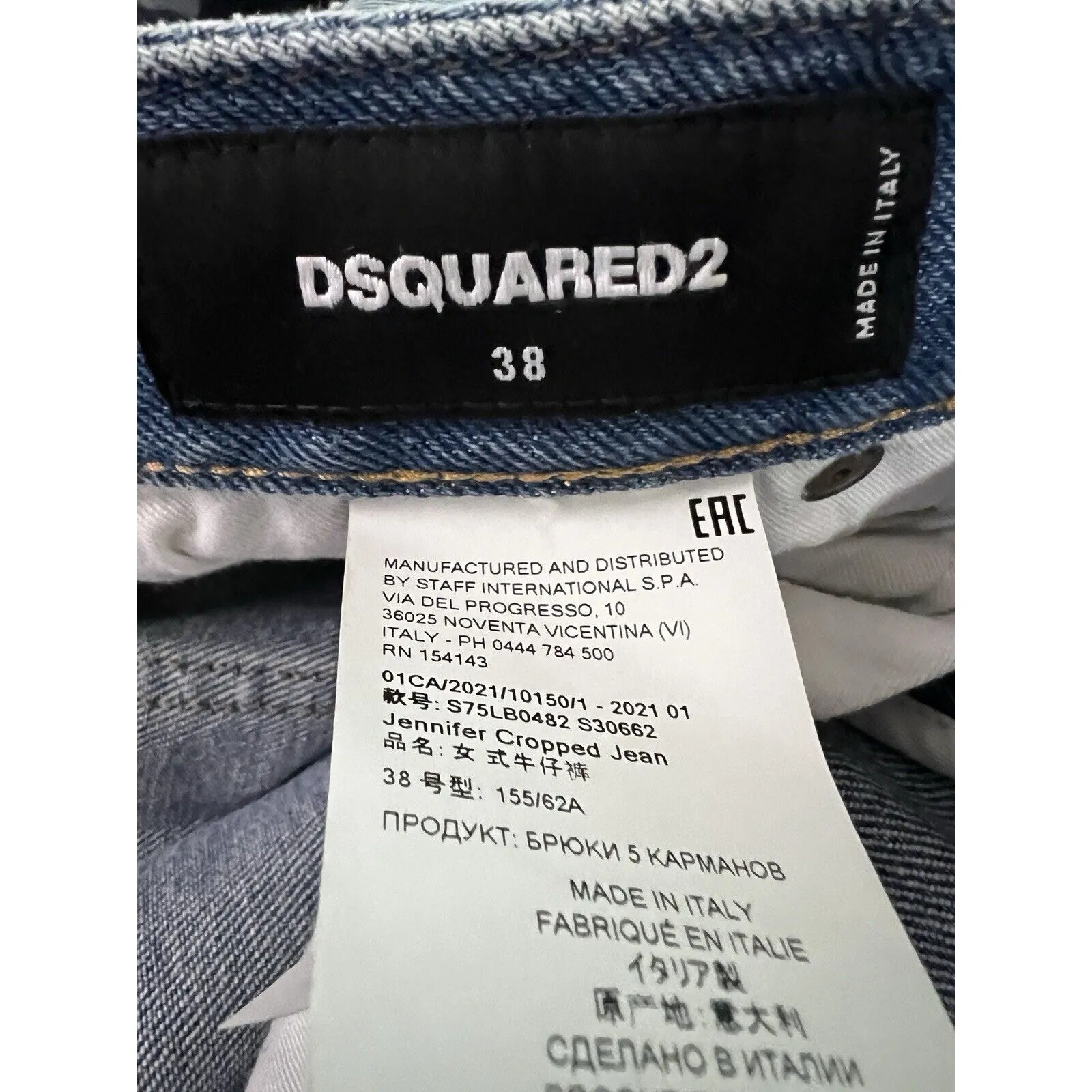 DSQUARED2 Jeans Womens Jennifer Cropped Low Rise Blue Button Fly Size 38 4 6 - Image 2