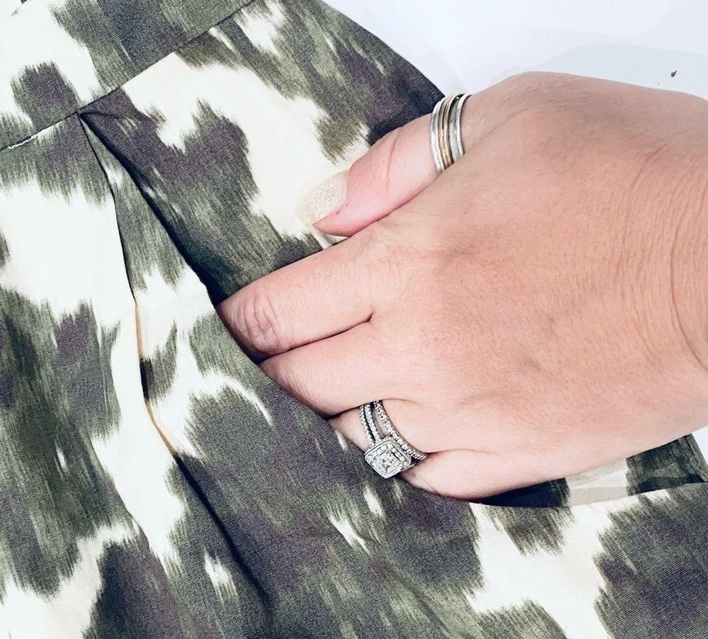 NWT J.Crew Ikat Abstract Floral Green Pattern Strapless Dress - Image 2