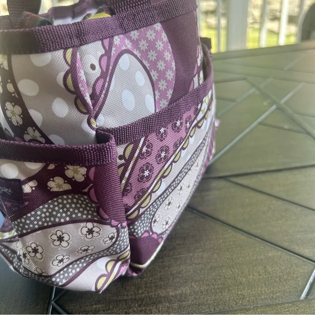 Thirty One Mini organizer in plum paisley caddy knitting bag gardening shower White - Image 7