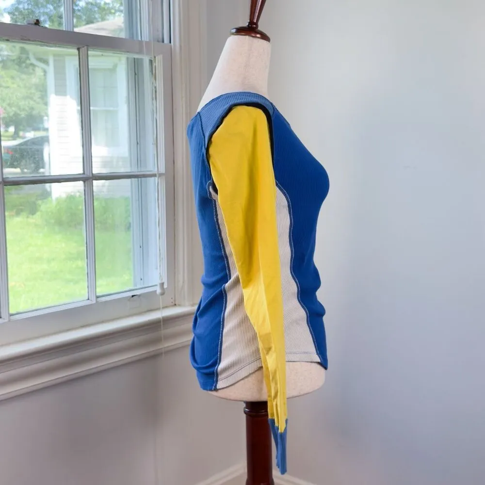 We the Free Fancy That Colorblock Tee Long Sleeve Henley Thermal Sporty Shirt Me - Image 5