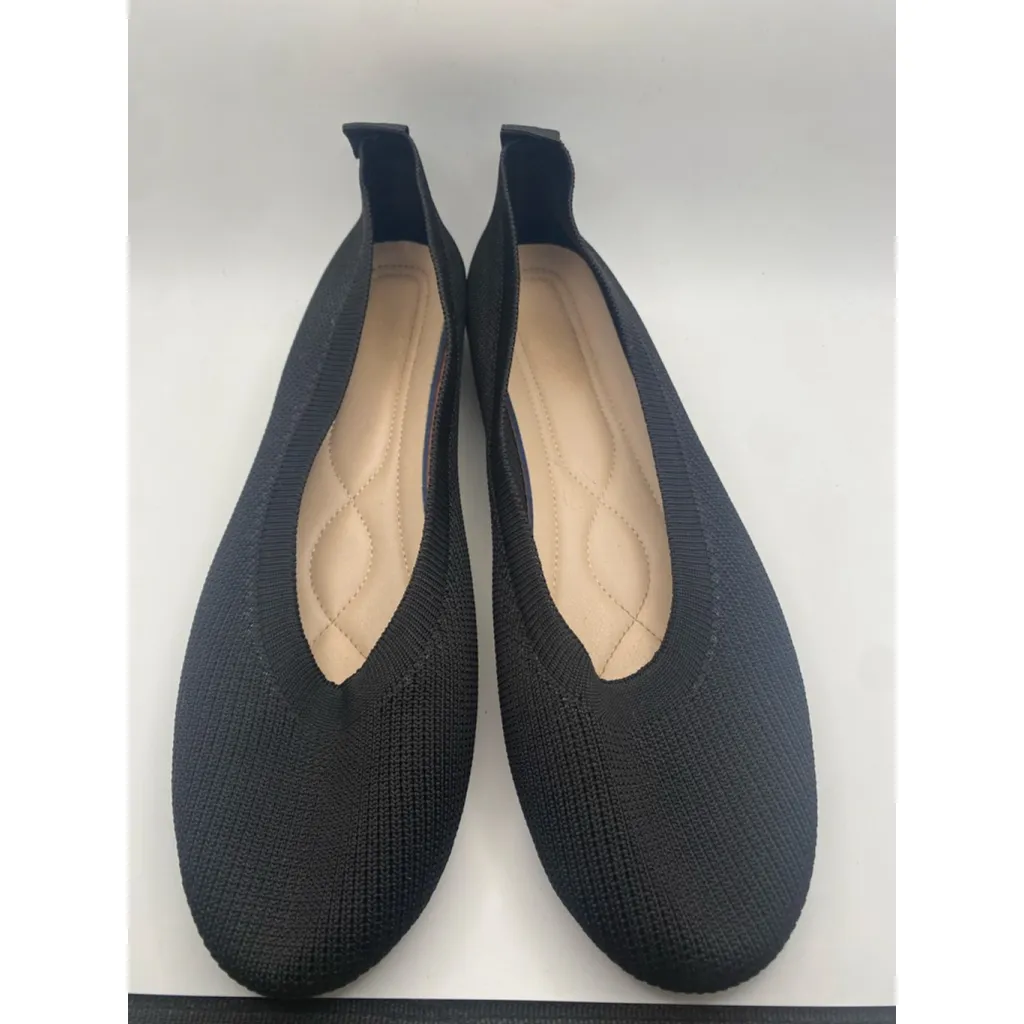 Black Knit Ballet Flats Comfortable Everyday Minimalist Slip On Quiet Luxury 10 - Image 2