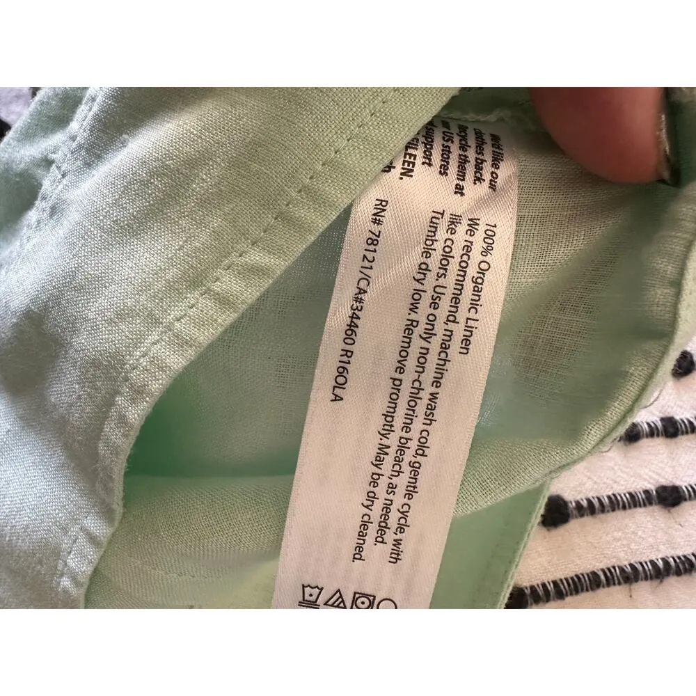 EILEEN FISHER | Mint Green Linen Wide Leg Ankle Length Pants | Size 0 - Image 6