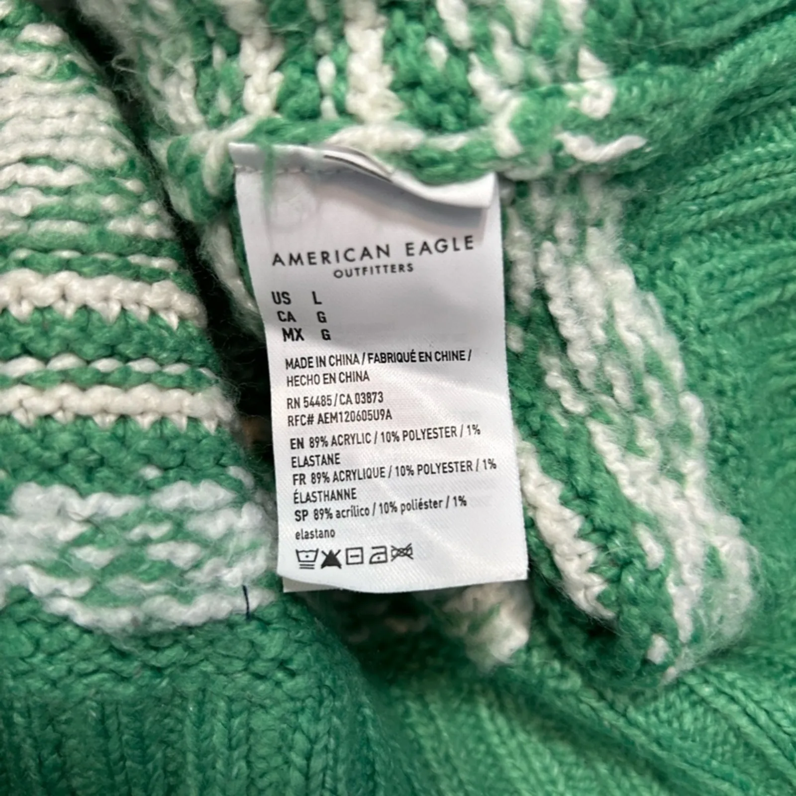 American Eagle Green Fair Isle Snowdrift Sweater Crewneck Large Holiday Sweater - Image 12