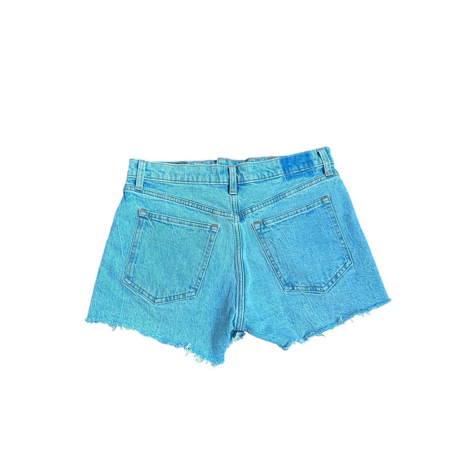 Abercrombie & Fitch The Mom Short High Rise Light Wash Distressed Cutoff Size 27 - Image 8