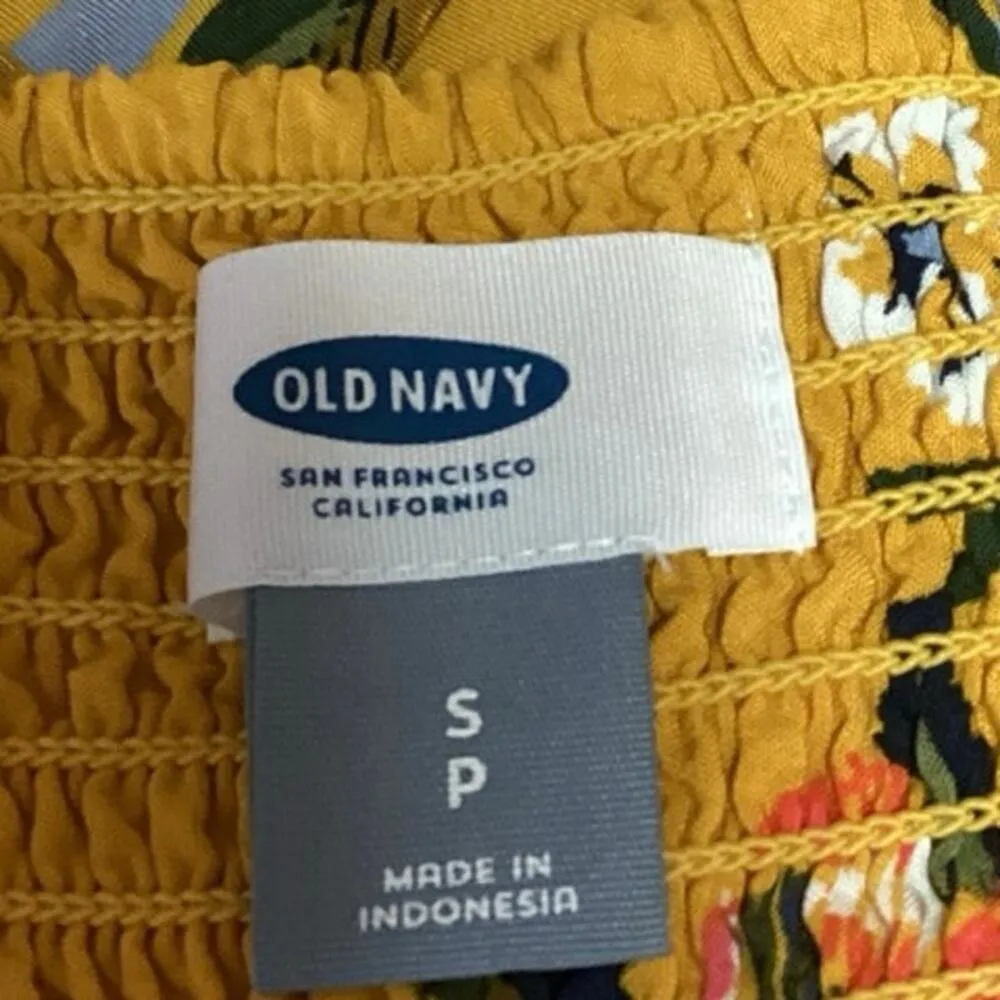 Old Navy Yellow Floral Spaghetti Strap Mini Cami Camisole Fit & Flare Dress Sz S - Image 5