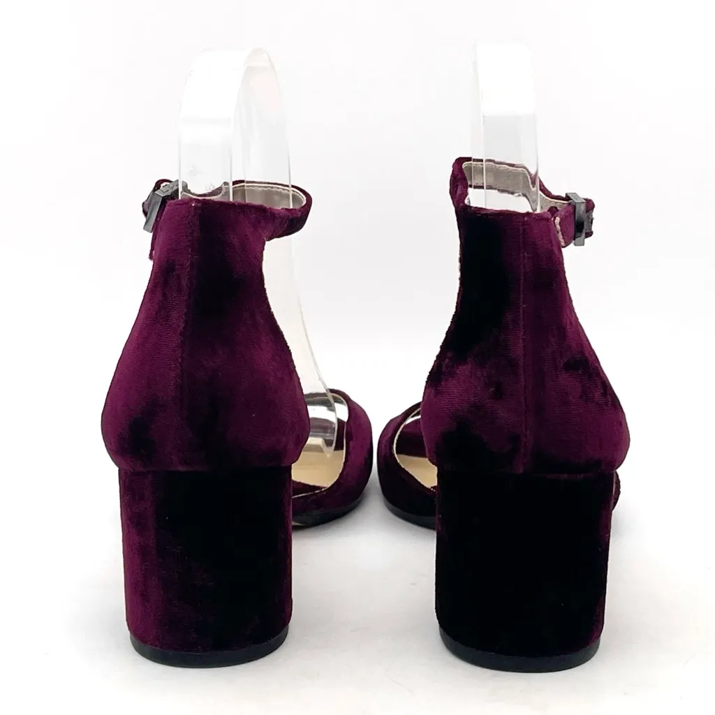 Sam Edelman Susie Velvet Block Heel Ankle Strap Sandals Burgundy Maroon Size 6.5 - Image 7