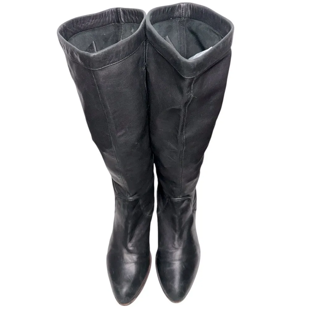 Frye  Women’s Size 8.5 Black Leather Cindy Pull On Slouchy Boots - Image 4