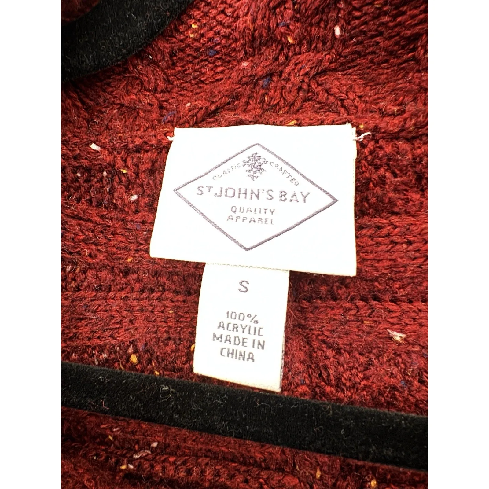 St. John’s Bay Burgundy Cable Knit Turtleneck Shawl Sweater Women’s Size Small - Image 6