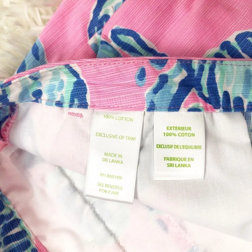 Lilly‎ Pulitzer Adie Shorts Pink Pout Barefoot Princess Blue Shell Size 4 - Image 7