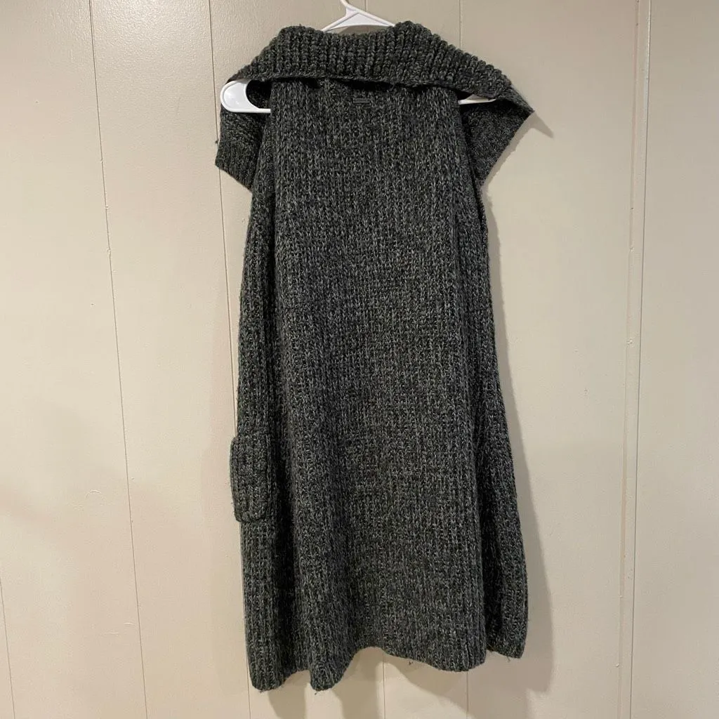 prAna Chunky Knit Sleeveless Hooded Cardigan Gray Size XS - Image 2
