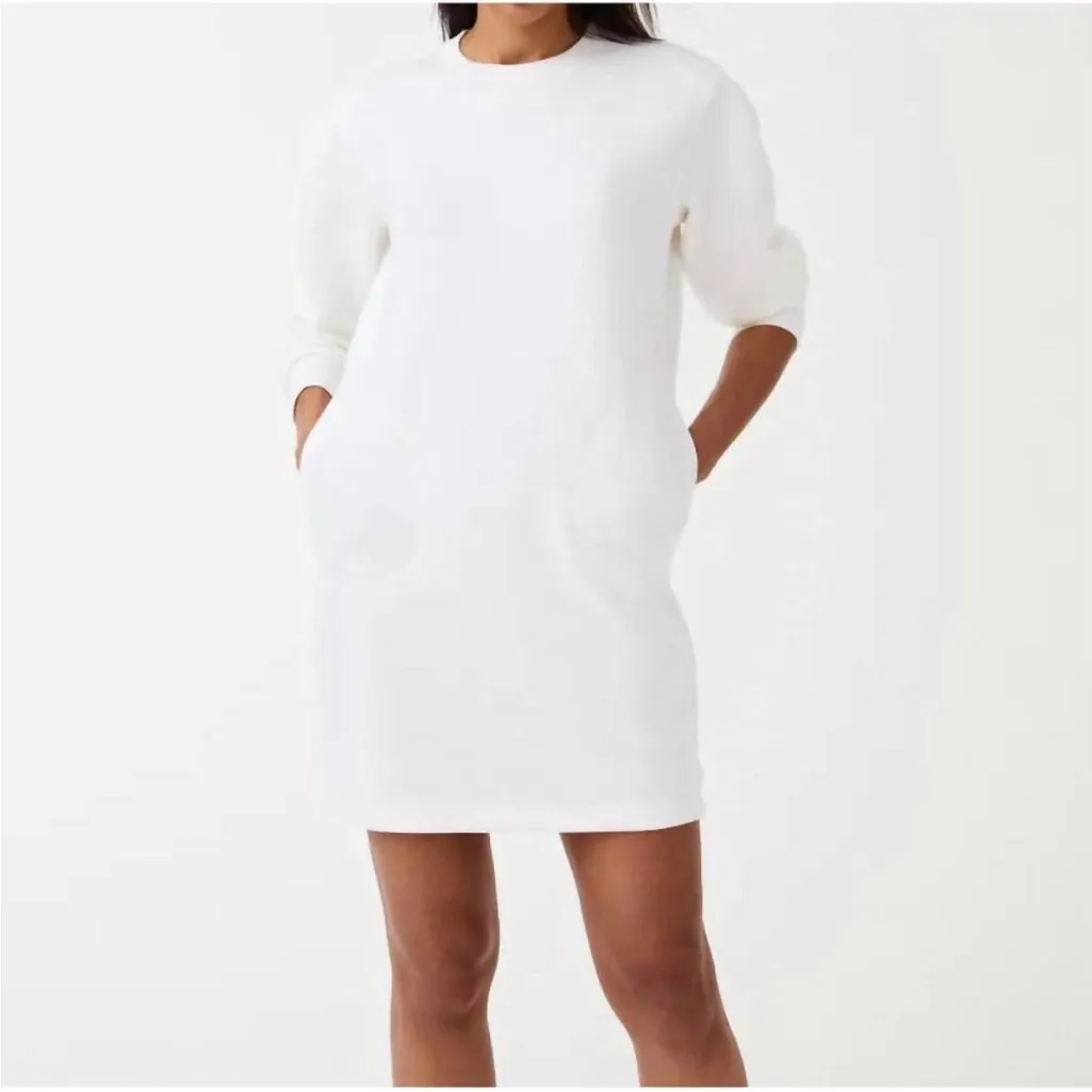 Spanx AirEssentials Crew Neck Long Sleeve Dress Powder White NWT Size Small - Image 2