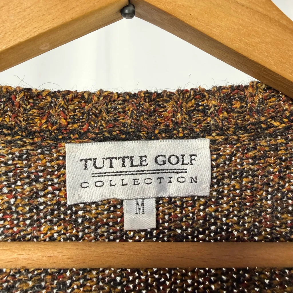Tuttle Golf‎ Collection Silk Alpaca Wool Blend V Neck Sweater in Brown Medium - Image 2