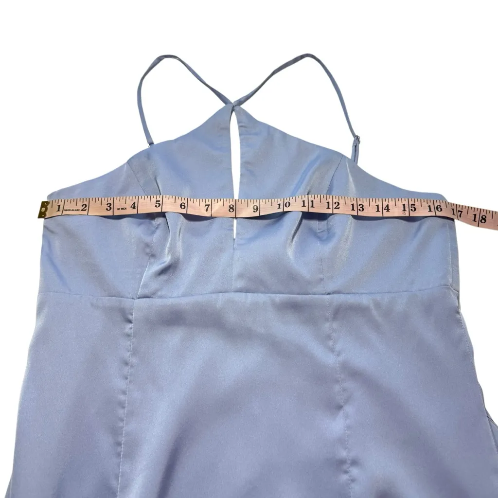 NWT LULU’S Lustrous Love Dusty Blue Satin Halter Cutout Mermaid Maxi Dress Large - Image 16