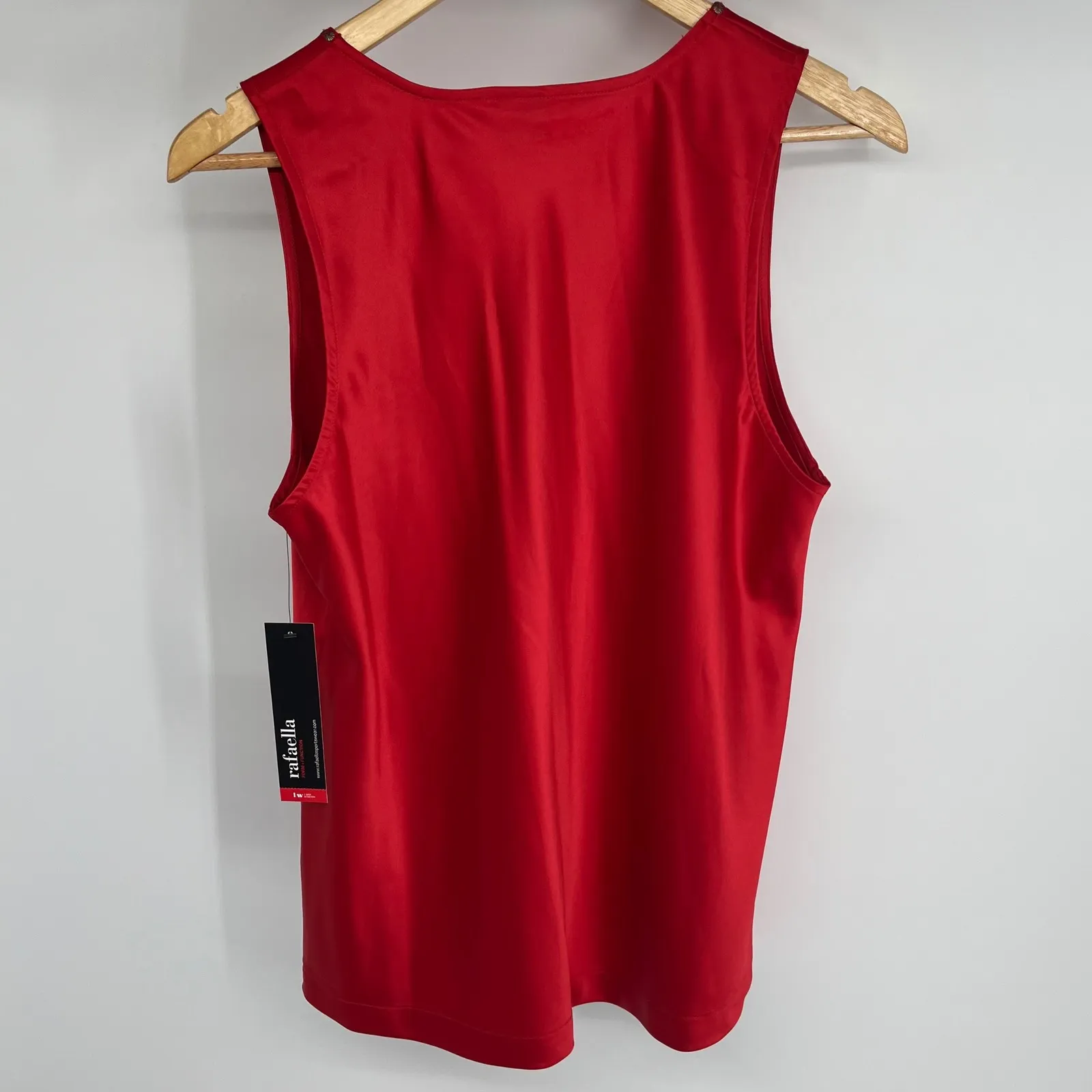 Rafaella Women Red Sleeveless Tank Top Sequins Necklace Detail Holiday Size L - Image 3