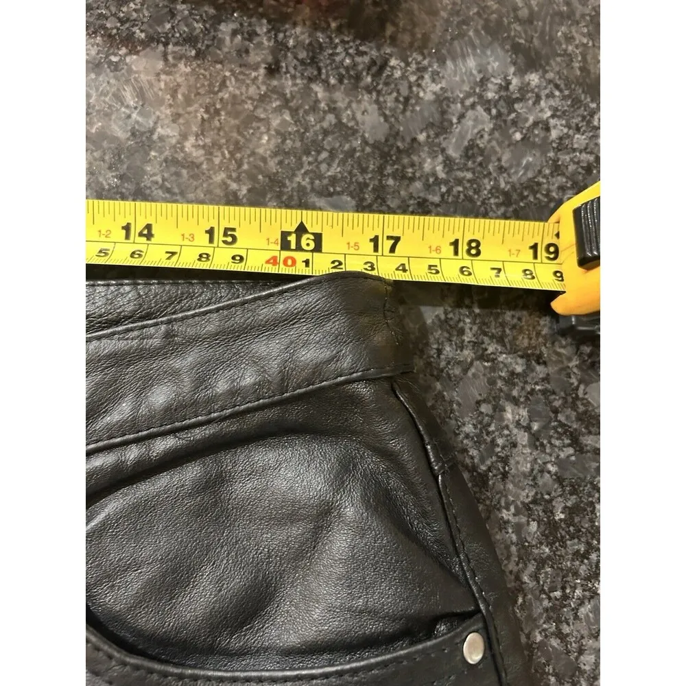 Vintage MetroStyle Black Leather Pants Straight Leg Lined Biker Women’s Size 12 - Image 4