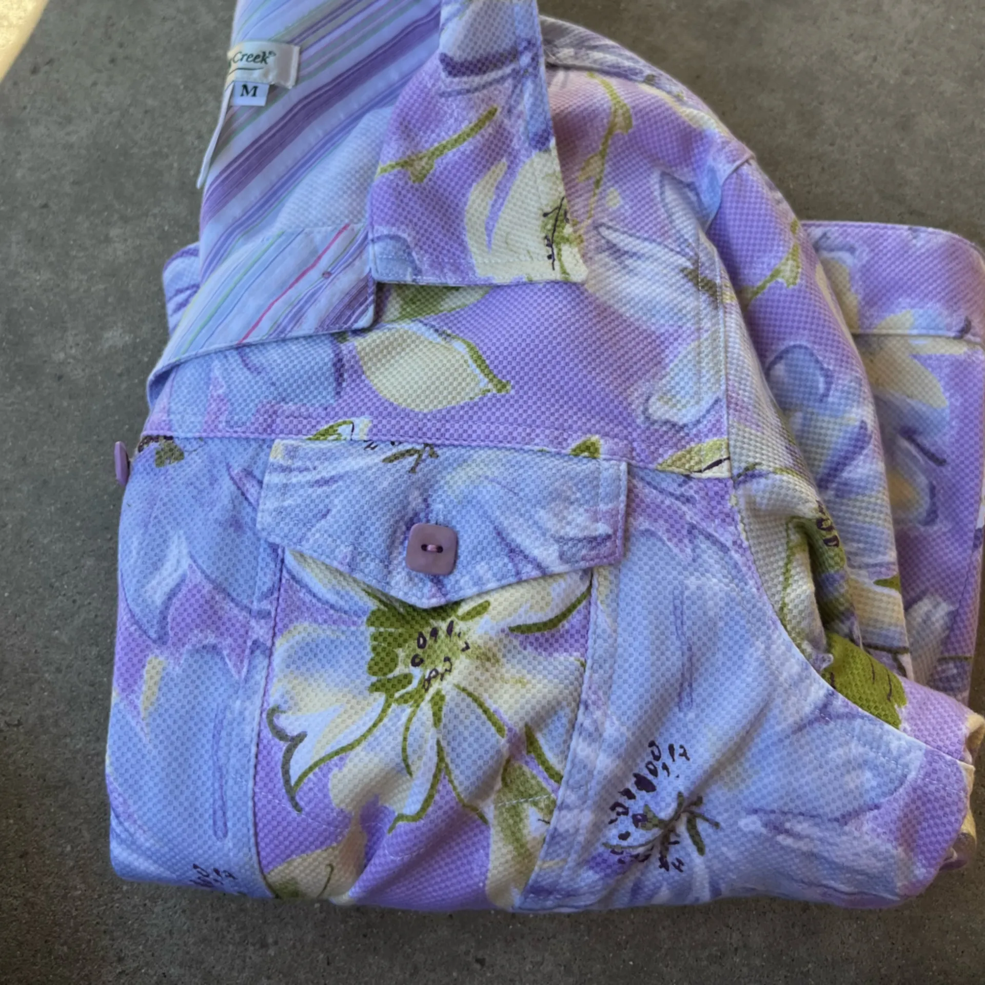Vintage Coldwater Creek floral pastel print denim Women’s jacket Sz M - Image 3