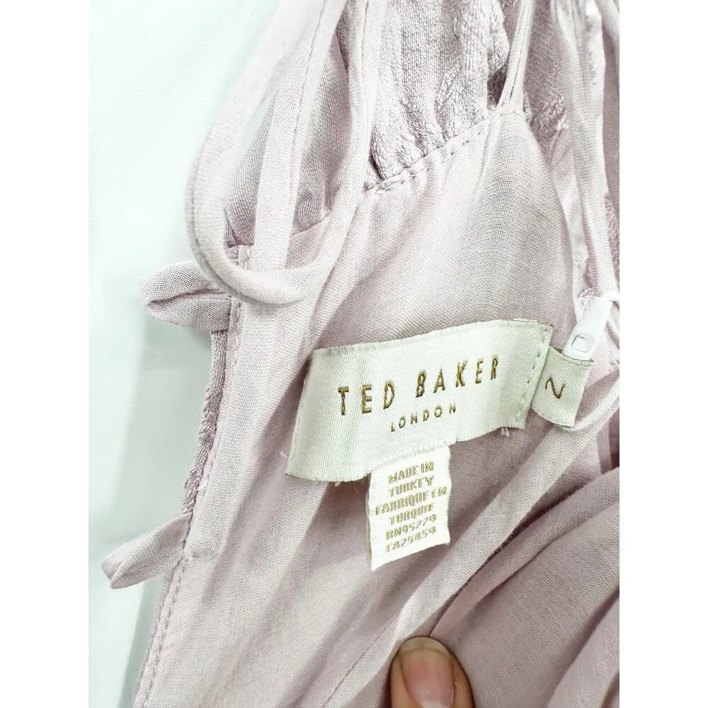Ted Baker Heidih Floral Jacquard Tiered Dress in Lilac US 6 - Image 4